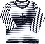 Hansekind T-Shirt Langarm, Anker-Applikation, Navy-gestreift 110-116 für Kinder/Babys