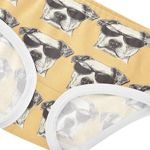 ZZKKO Dog Head with Sunglasses Girls Underwear Toddler Panties for Girls Comfort Brief Size 2T-8Y3