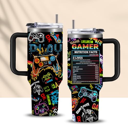 CGMIBAS Gaming Gifts for Men Boys, Gamer Gifts for Men, 40oz Gamer Tumbler Cup, Gaming Mugs, Teen Boy Gift Gamings Stuff, Gaming Gamepad Presents for Son, Birthday Gift for Him Mens Boys Gamings Cup