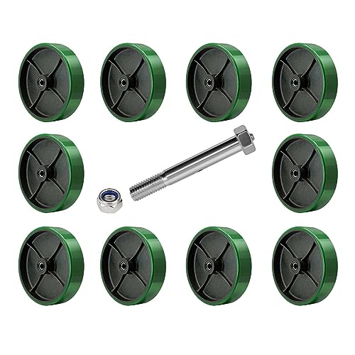 LONGRUNFORU 8 Inch Polyurethane on cast Iron Wheel, Roller Bearing-1/2