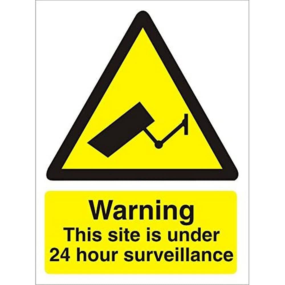 Seco Warning This Site is Under 24 Hour Surveillance Sign, 150mm x 200mm - 1mm Semi Rigid Plastic