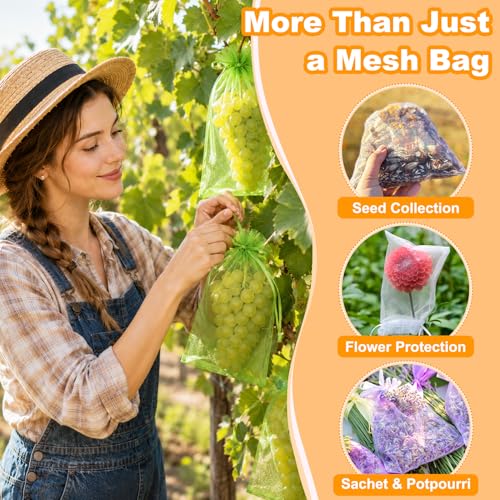 Image of Crweety Large Organza Bags 8x12 Inch Orange, 50 Pcs Mesh Bags Drawstring, Cute Mesh Gift Bags for Birthday Treat, Candy Sachet Wedding Party Favor, Jewelry Packaging & Graduation Gifts