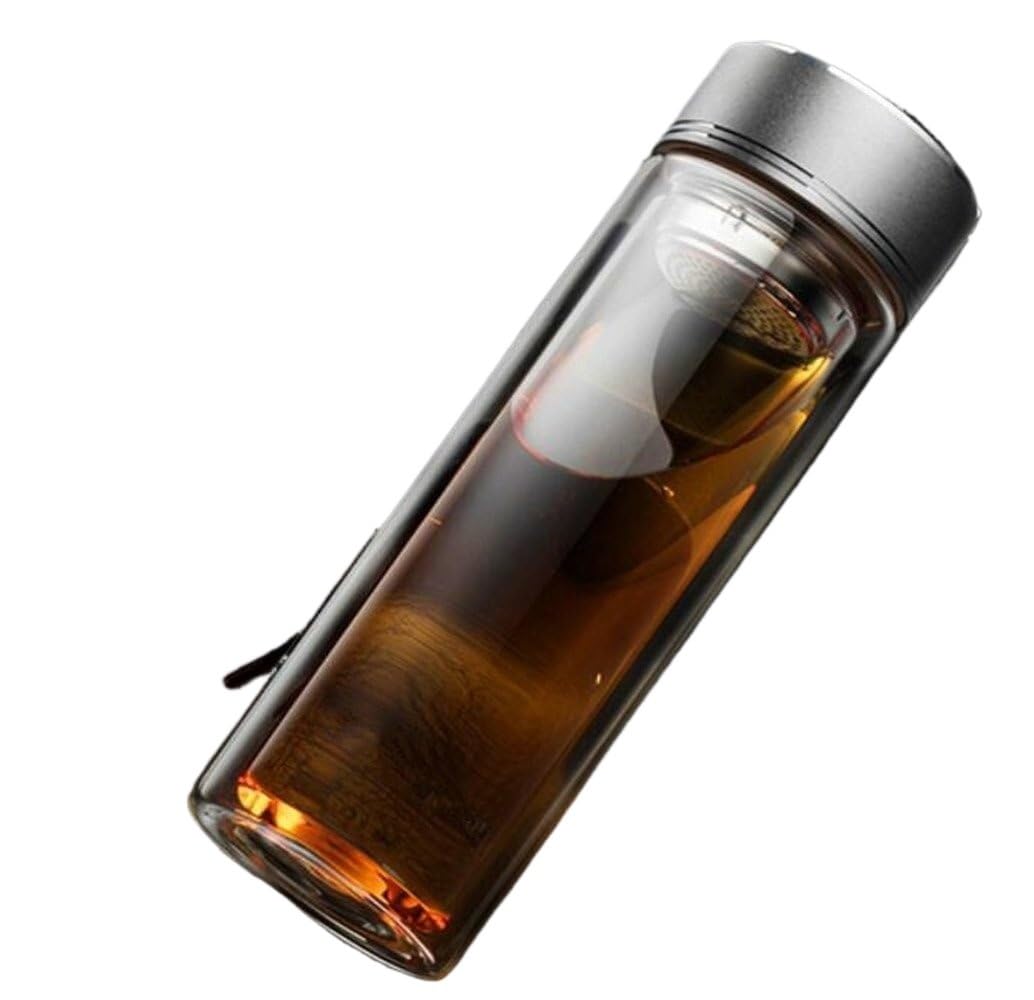 kubek termiczny, KUBEK NA WODĘ Dwuwarstwowy biznesowy przenośny kubek do herbaty Zagęszczony izolowany Filiżanka z filtrem, 420 ml