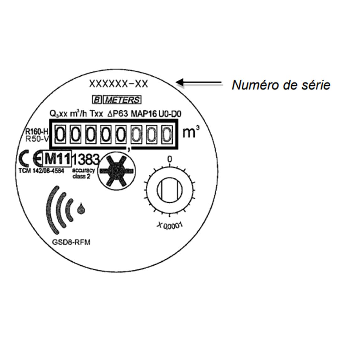 Sferaco - Compteur d'eau divisionnaire - Compteur divisionnaire eau froide pré-équipé télérelevage - Écartement 130 mm - 1" (26/34) -