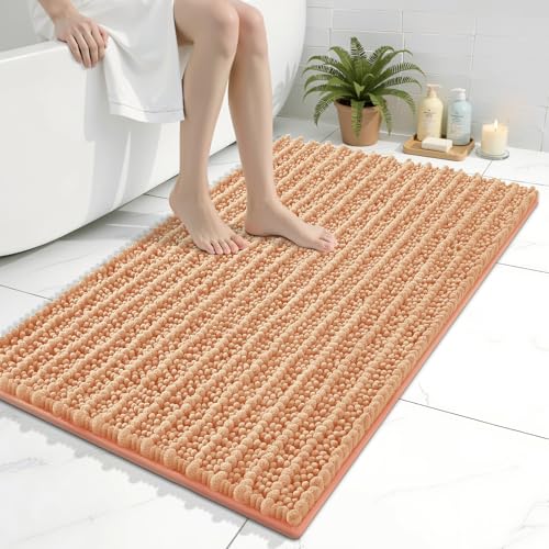 Image of Arotive Luxury Bathroom Rugs 36x24, Extra Soft Thick Absorbent Shaggy Chenille Bath Rugs, Machine Wash Dry, Bath Mats for Bathroom Floor, Tub and Shower, Home Decor Accessories, Peach
