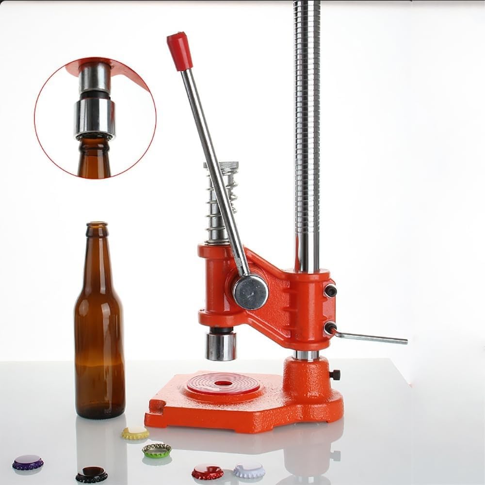 Máquina taponadora manual, herramienta tapadora de botellas de cerveza con base antideslizante y mango ajustable, crimpadora de metal resistente y resistente, tapas redondas de 26 mm para cerveza