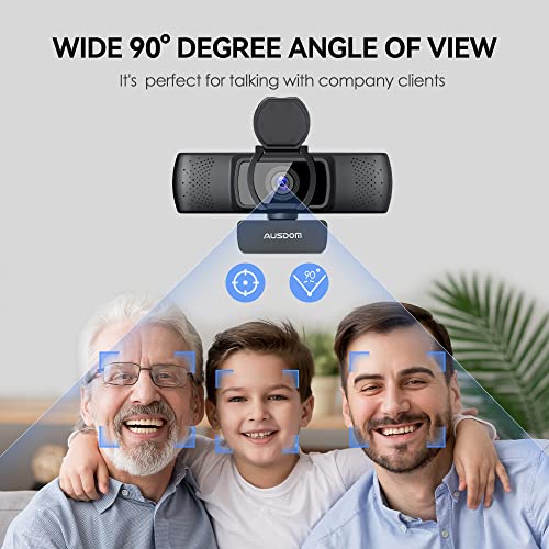 Ausdom Webcam, Autofocus Webcam With Microphone, Privacy Cover, Plug And Play Usb Computer Web Camera For Pro Streaming/Online Teaching/Video Calling/Zoom/Skype (Black-1080P) #TOP4