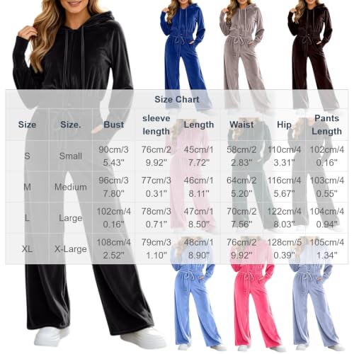 Velour Tracksuit Womens Y2K 2 Piece Zip Hoodie and Wide Leg Pants Sweatsuit - image 3