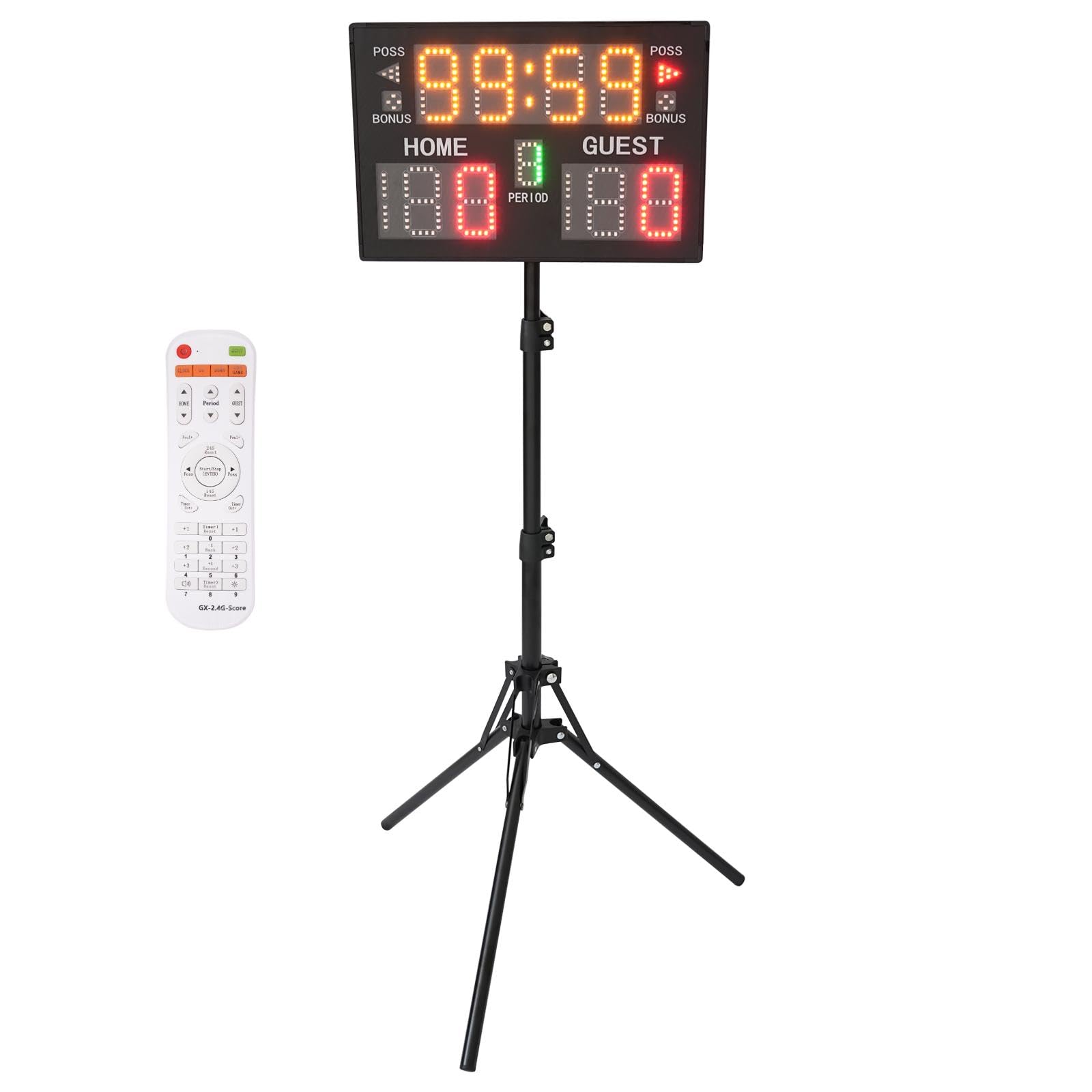 Anzeigetafel Elektronisch, Led Anzeigetafel Fussball mit Fernsteuerung und Stativ, mit Erinnerungston und Countdown-Funktion Scoreboard für Basketball, Volleyball Badminton Indoor Outdoor Sports