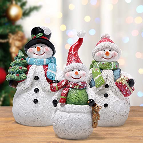 Hodao BY-77700004 3 Pcs Christmas Snowman Family Decorations Xmas Snowman Family Figurines Winter Decor Handmade Snowman Figurines thumb #4