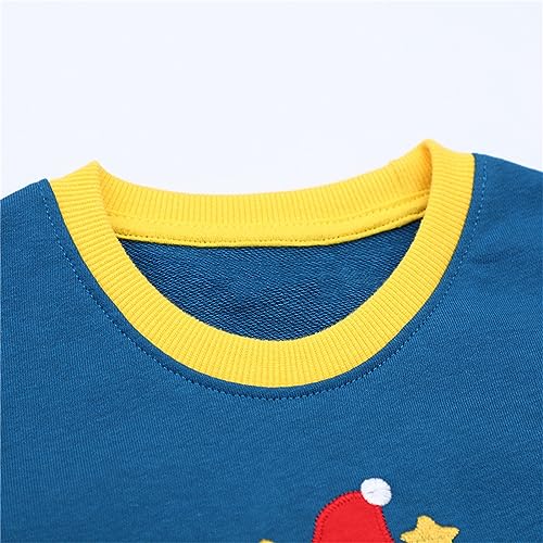 Image of HILEELANG Toddler Boy Sweatshirts Crewneck Long Sleeve Pullover Cotton Graphic Christmas Clothing