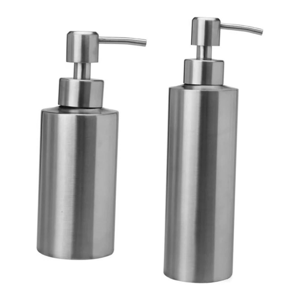 SOIMISS 2 Piezas Dispensador de Loción Acero Inoxidable Botellas Cilíndricas Presurizadas para Baño Cocina y Manos Recargables y Fáciles de Usar