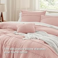 Bedsure Full Comforter Set - 4 Pieces Pinch Pleat Bed Set, Light Pink Boho Bedding for All Season, 1 Soft Comforter, 2 Pillowcases, 1 Decorative Pillow — image 5