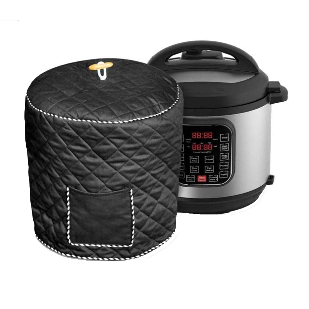 UCARE Rice Cookers Covers Dust Proof Cover for 6/8 Quart Cooker, Washable Decorative Appliance Cover with Pocket (Black, 6 Quart)