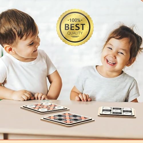 Image of Classic Wooden Tic Tac Toe Game - Engaging XOXO Board Game for Kids & Adults, Fun Brain-Boosting Tabletop Toy, Perfect for Family Game Nights & Birthday Return Gifts (Ages 5-12)