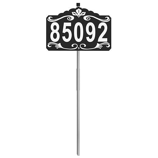 Metal Address House Number Sign for Outside, 28 x 13 Inch Address Plaque with Stake Waterproof and Rustproof for Yard Mailbox business Driveway Street