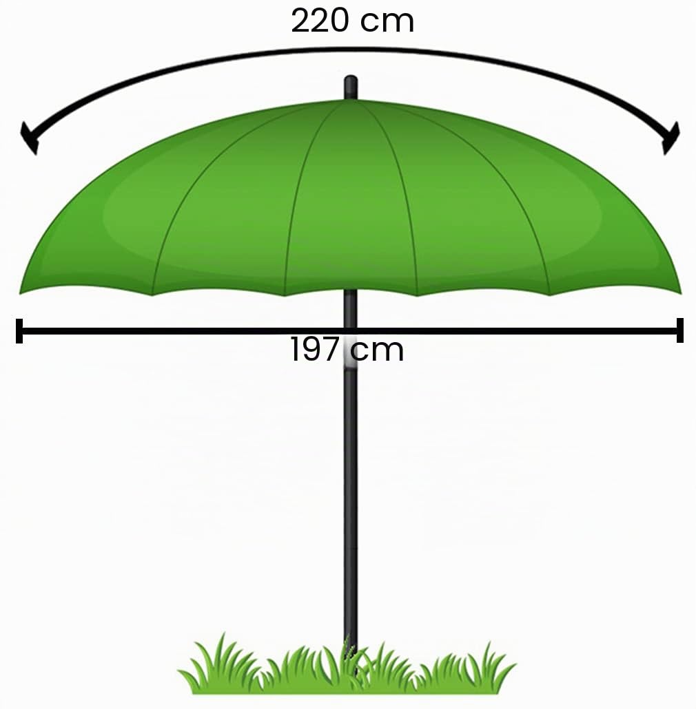 NECO Parapluie de pêche Ø 220 cm avec porte-parapluie, matériau protecteur contre la pluie et les UV, pour 2 hommes et bagages à la carpe + étui gratuit 15020
