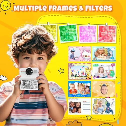 Image of Children's Camera Instant Camera 1080P with 32GB Card & 3 Rolls of Printing Paper, Fun Toys for Boys & Girls Ages 3-12 (CAM47)