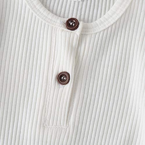 Kuriozud Newborn Infant Unisex Baby Boy Girl Button Solid Romper Bodysuit One Piece Jumpsuit Outfits Clothes (Short Sleeve Romper White, 0-3 Months) #TOP3