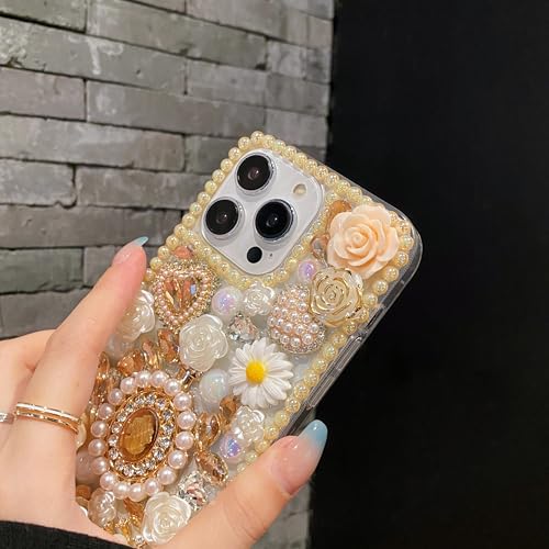 Coque iPhone 15 Pro de luxe strass 3D et perles haut de gamme - 5