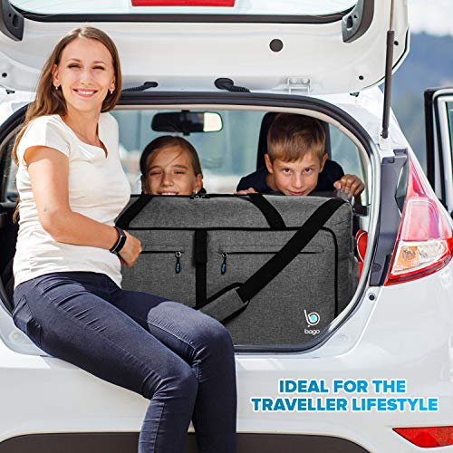 Wheeled Duffle Bag Luggage - 100L Large Rolling Duffel Bag 30 inch Folding Duffle Bag For Travel - Packable Duffle Bag With Rollers (Snow Black)