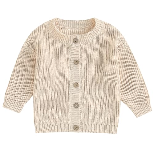 Image of Mubineo Baby Girl Boy Winter Clothes Button Down Cardigan Sweater Long Sleeve Knit Newborn Infant Basic Plain Sweaters