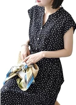 [シップス レディース] SHIPS for women ワンピース * 洗濯機可能 ドット 花柄 サイド プリーツ フレンチスリーブ ワンピース レディース 314522386