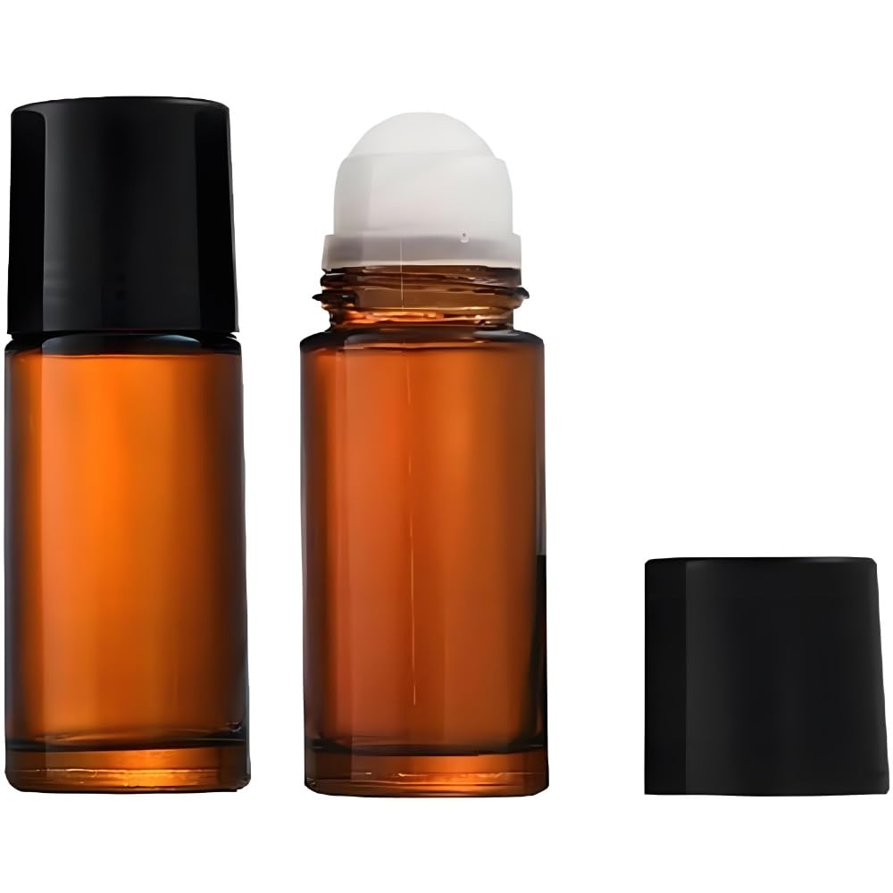2 frascos de rolo de óleo essencial de vidro de 50 ml, frascos roll-on recarregáveis,