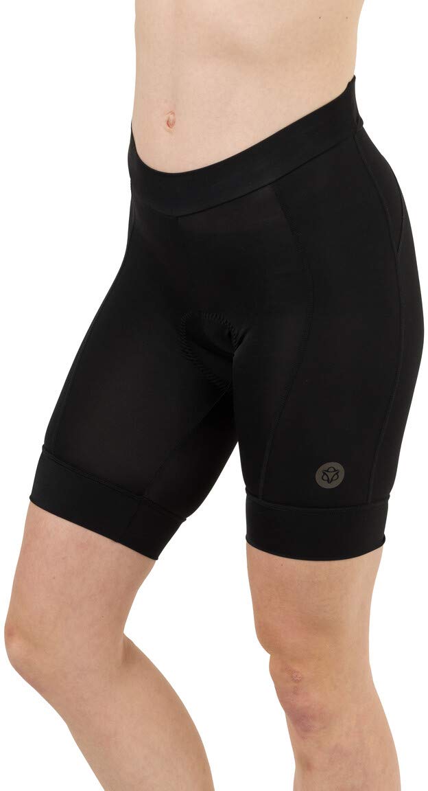 AGU II Essential Culotte Ciclismo Mujer, Culotte de Ciclismo Corto para Mujer, con Cinta Elástica, Costuras Flatlock, Pantalón de Ciclismo con Acolchado Green 95, Poliéster Reciclado - Negro