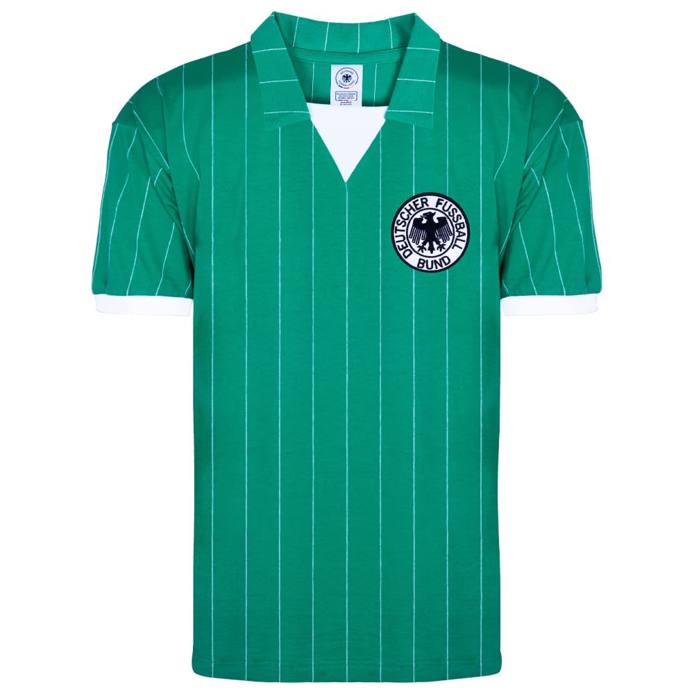 Score Draw West Germany 1982 Away Retro Shirt Green Small Polycotton