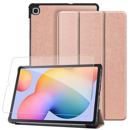 GOZOPO Case for Samsung Galaxy Tab S6 Lite 10.4 Inch Tablet, with Screen Protector, Auto Wake/Sleep, Tablet Cover (Rose Gold)