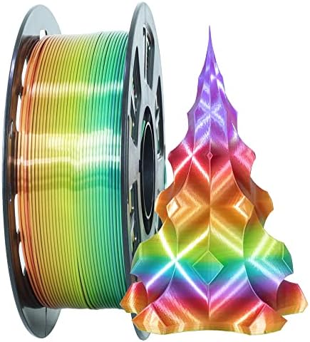 1.75mm 1Kg Silk Shiny PLA Most Basic Popular Multicolored Fast Color Change Rainbow 3D Printing Filament, Color Change Gradually Random Quickly, 2.2lbs 3D Printing Material by MIKA3D