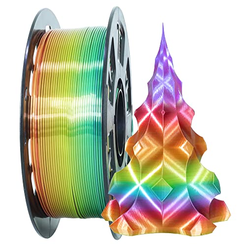 Image of 1.75mm 1Kg Silk Shiny PLA Most Basic Popular Multicolored Fast Color Change Rainbow 3D Printing Filament, Color Change Gradually Random Quickly, 2.2lbs 3D Printing Material by MIKA3D