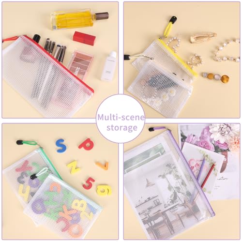 Image of EOOUT 42pcs Mesh Zipper Pouch, 8 Sizes Waterproof Zipper Bags, 17 Colors, Multipurpose for Board Games Travel Storage, School Supplies, and Home Organization