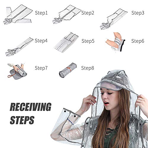 DECDEAL Capa de chuva impermeável feminino masculino capa de chuva transparente leve com capuz capa