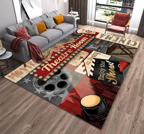 Washable Vintage Home Theater Area Rug (2x3ft)