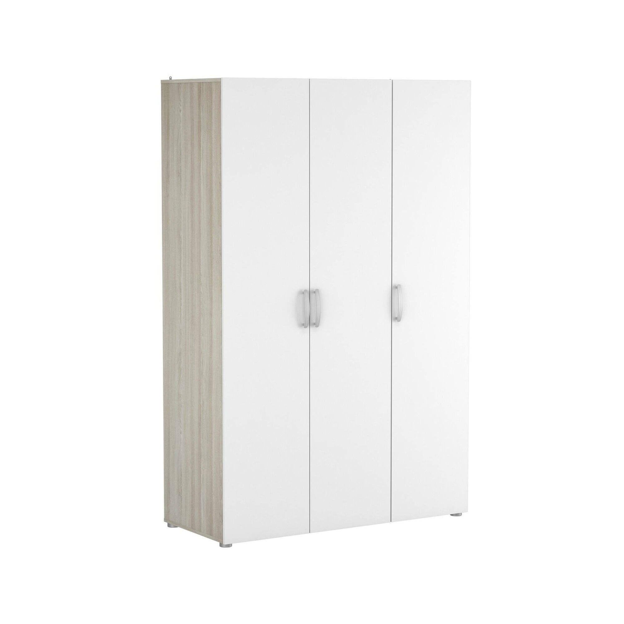 Dmora - Guardaroba grande Rhone, Mobile camera da letto, Cabina armadio portabiti, Armadio appendiabiti, 119x51 h185 cm, Rovere e Bianco opaco