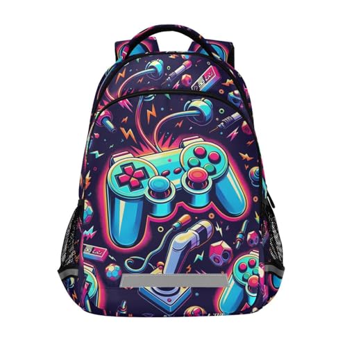 Mochila infantil para meninos e meninas, escola primária, mochila de viagem, Joystick de jogo, 11.6'L X 6.9'W X 16.7'H