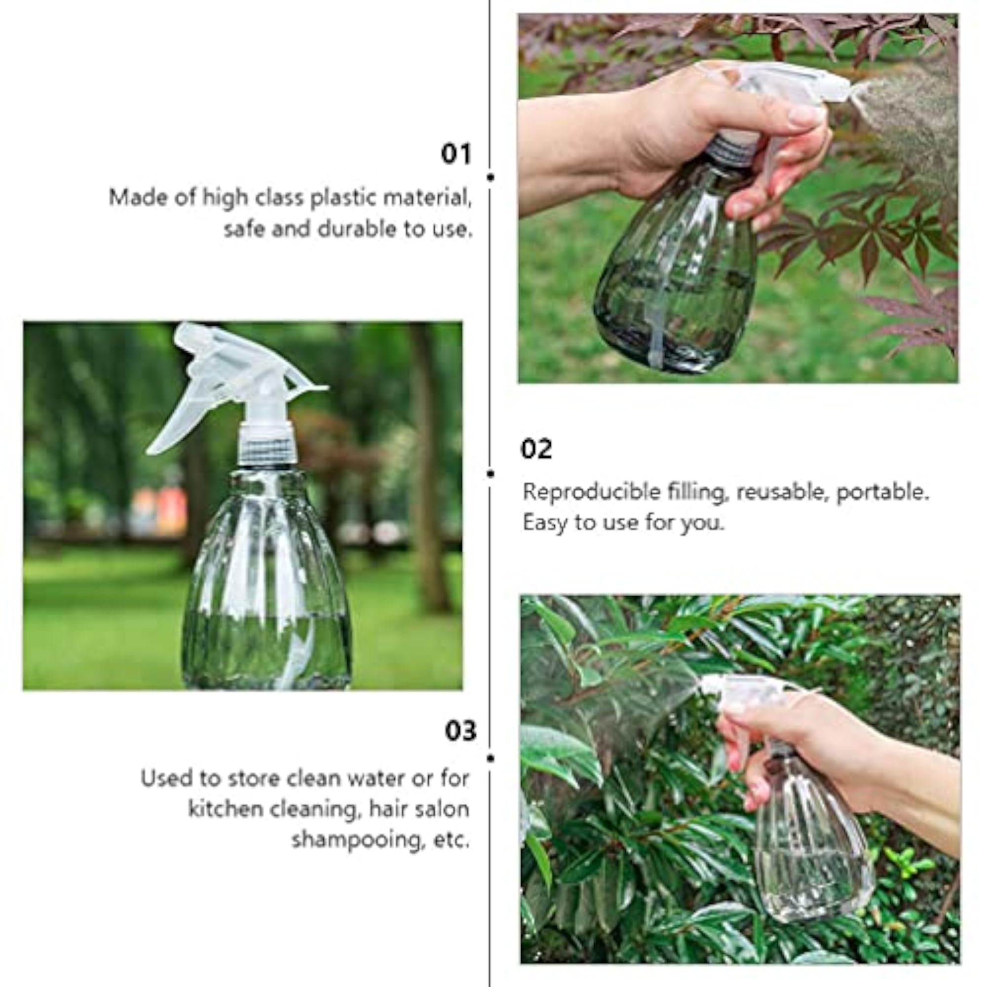 3pcs 550ml Refillable Spray Bottles for Cleaning
