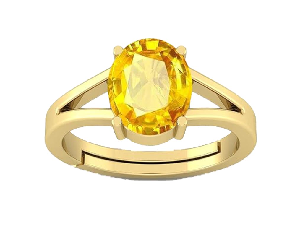 Bague pukhraj Gemstone Certified Natural Ceylone Stone Ring Adjustable