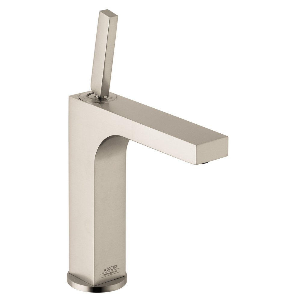 AXOR Citterio Modern Minimalist Hand Polished 1-Handle 1 11-inch Tall Bathroom Sink Faucet in Brushed Nickel 39031821