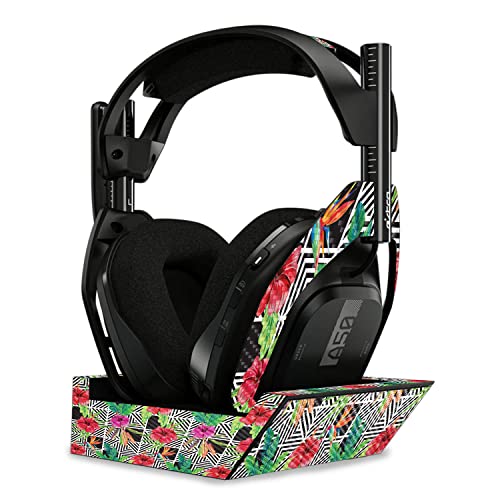Image of MightySkins Carbon Fiber Skin Compatible with Astro A50 Wireless Headphones + Base Station (Gen 4) - Pop Hibiscus | Protective, Durable Textured Carbon Fiber Finish | Easy to Apply | Made in The USA