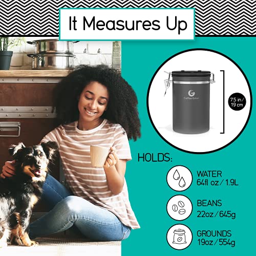 Image of Coffee Gator Coffee Canister, Airtight Stainless Steel Kitchen Food Storage Container with Date Tracker, Scoop for Sugar, Grounds Coffee, Beans,Tea, Sugar, Cereal, Flour, Cookies Jars (Orange, 22oz)