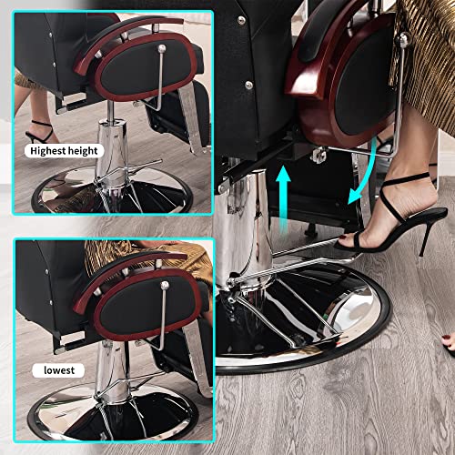 Rbc All Purpose Barber Chair Heavy Duty Hydraulic Styling Salon Chair Reclining For Barbershop With Wooden Armrest, Shampoo Beauty Spa Equipment #TOP4