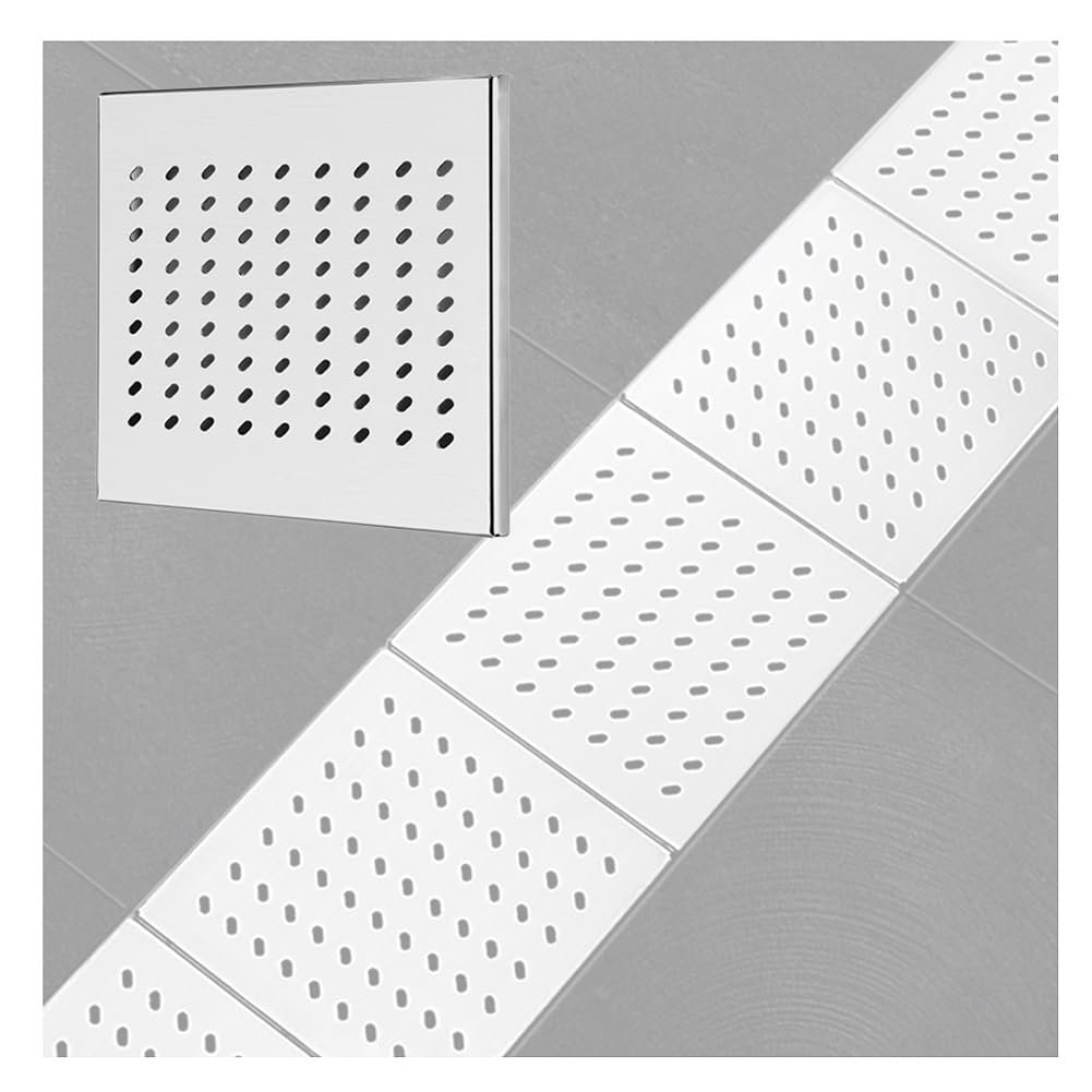 Liniowy odpływ prysznicowy ze stali nierdzewnej z kwadratowym rusztem, 3 szt., 20 x 20 cm, do kuchni i łazienki, zapobiega zatykaniu się liści i łatwy w instalacji