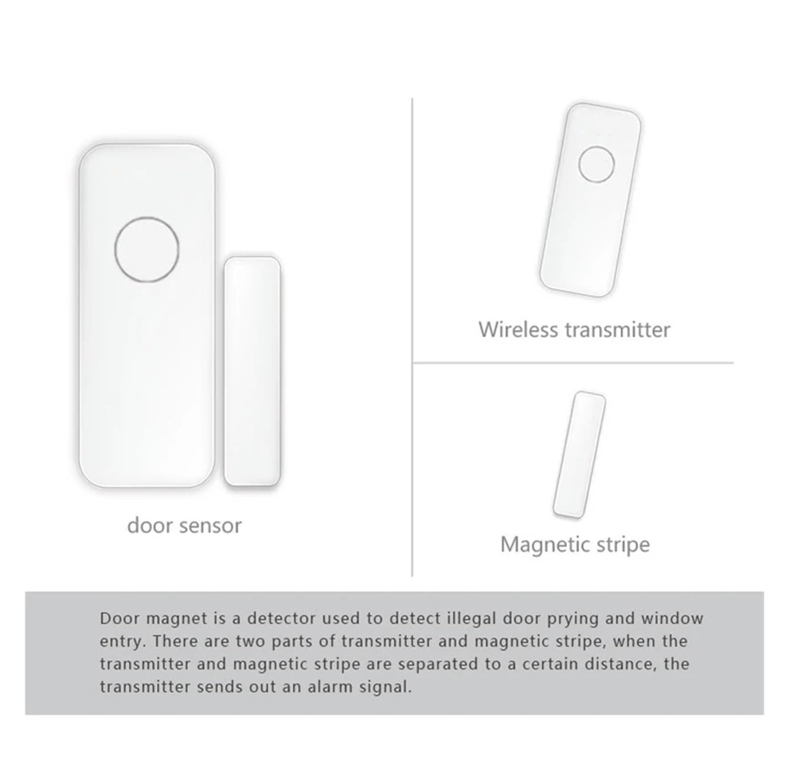 Sensor magnético inalámbrico for puerta y ventana, siste-ma de alarma for el hogar, alertas de notificación por aplicación, Detector de Sensor de ventana(4 PCS)