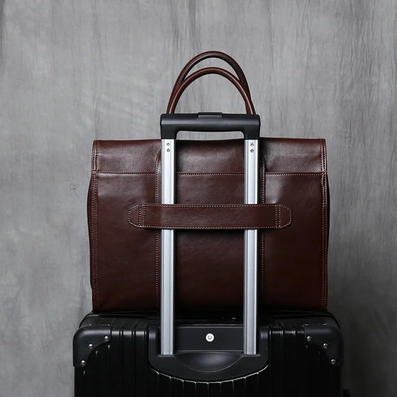 Vintage Leather Men's Briefcase Cowhide Handbag Casual Men Bag Wearable Luggage for 14 Inch Laptops4