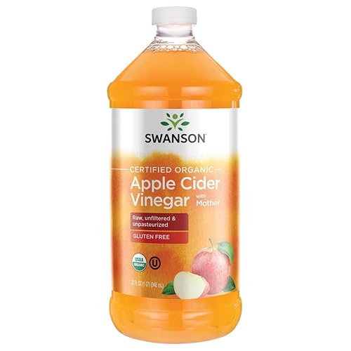 Swanson Vinagre de sidra de manzana orgánico certificado con madre 32 onzas líquidas (1 cuarto de galón) (32.0 fl oz) Líquido