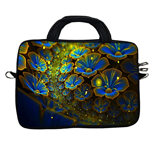Image of Theskinmantra Blue and Yellow Flowers Messenger Bag for 15.6 inch Laptop