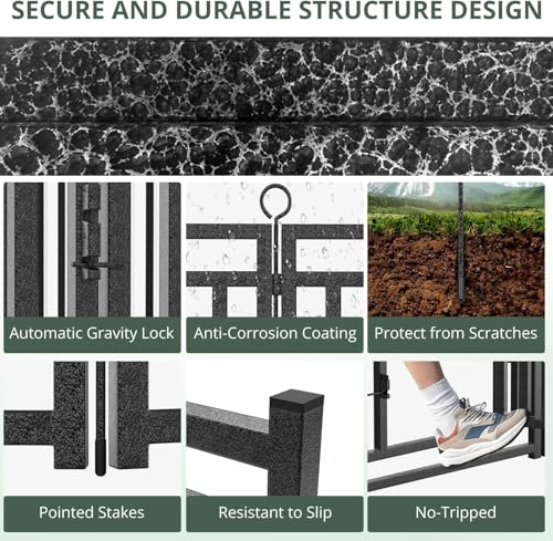 Image of Dog Fence Outdoor Indoor, 47 Inch Height 24 Panels Dog Playpen for Large /Medium /Small Dogs Metal Dog Pen for Yard Camping and RV | Black-Silver